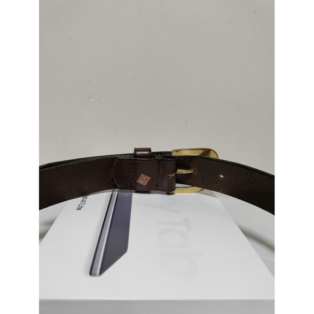 Riders Mens Leather Gold Tone Buckle Adjustable Belt Brown One Size - Picture 9 of 15